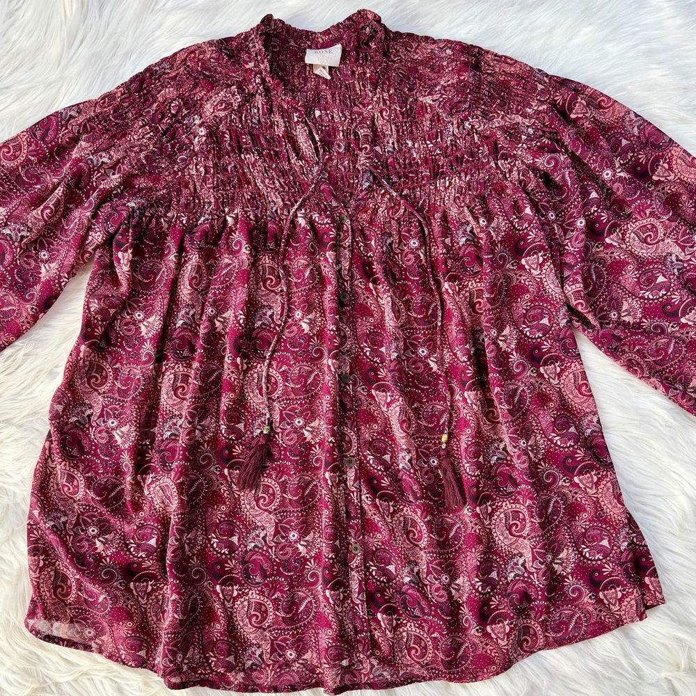 Knox Rose Paisley‎ Peasant Top